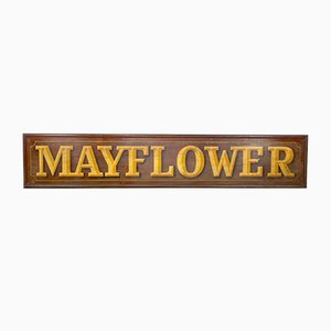 Cartel de tienda Mayflower antiguo de madera pintada a mano