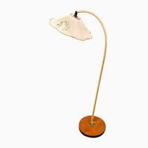 Vintage Swedish Organic Cord Good Luck Floor Arc Lamp
