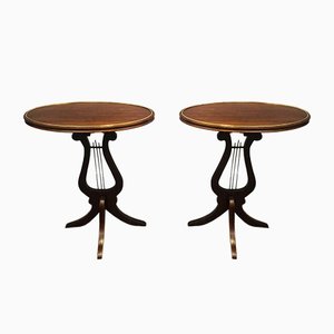 Oval Lyra Mahogany Side Tables, Set of 2