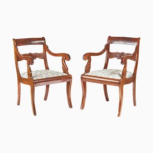 Chaises Sculptées Antiques en Acajou, France, 1880, Set de 2