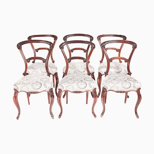 Antique Victorian Carved Rosewood Dining Chairs, Set of 6