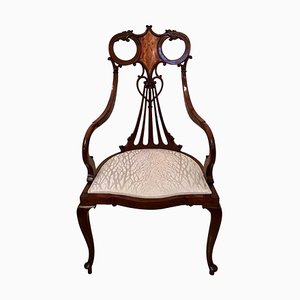 Antique 19th-Century Victorian Mahogany Inlaid Armchair