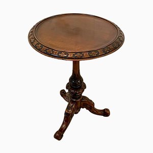 Antique Victorian Carved Walnut Circular Lamp Table