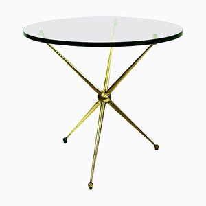 Runder italienischer Mid-Century Couchtisch aus Messing & Glas