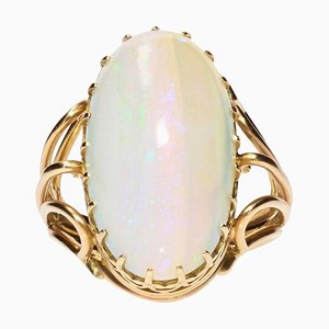 Opal 18 Karat Gelbgold Ring, 1960er