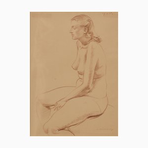 A. Bradbury, mujer desnuda, 1957, lápiz figurativo