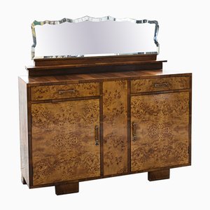 Art Deco Sideboard with Hanging Mirror in Poplar Root, Italy