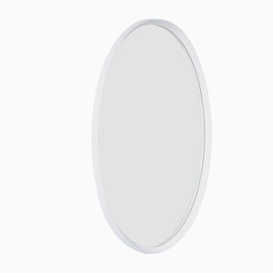 Oval White Wooden Wall Mirror, 1960s