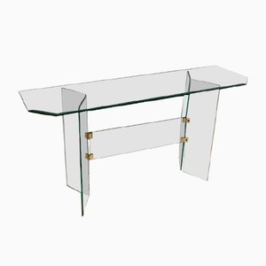 Glass Side Table or TV Table by Leon Rosen, 1980s