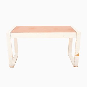 Child's Desk with White Molded Wood Legs and Wood & Red Linoleum Top, 1950s or 1960s