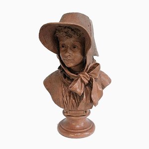 A. Blanc, Busto de mujer de terracota, década de 1900