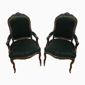 Sièges Trônes Style Louis XV en Noyer, 19ème Siècle, Set de 2