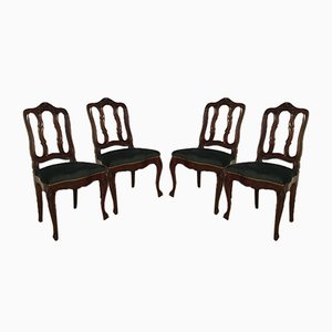 Vintage Louis XV Style Oak Dining Chairs, 1940s, Set of 4