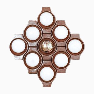 Mid-Century Wall Light or Ceiling Lamp in Brown Ceramic by Cari Zalloni for Leola, 1960s