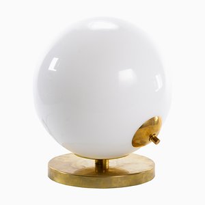 Italian Globe Table Lamp in Opal Glass and Brass