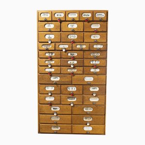 German Oak Stockroom Bank of Drawers, 1950s