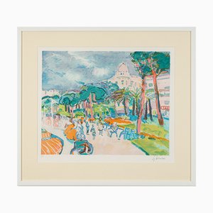 Harbor Promenade, Color Lithograph