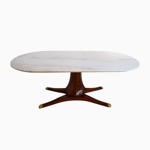 Dining Table with Pink Marble Top & Rosewood Base, 1950s