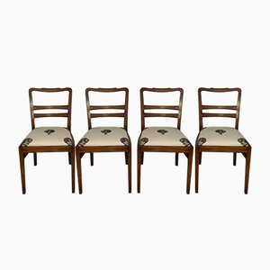 Art Deco Chairs with Artichoke Upholstery, Set of 4