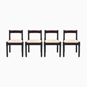 Vintage Cane Carimate Dining Chairs by Vico Magistretti for Cassina, Set of 4