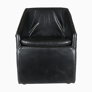 Black Leatherette Armchair, 1980s