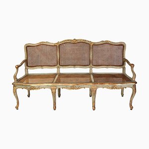 Canapé o sofá italiano pintado y dorado, siglo XVIII