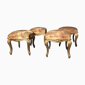 Giltwood Stools, Italy, 19th-Century, Set of 4