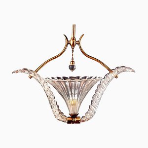 Lámpara colgante Art Déco de cristal de Murano de Ercole Barovier, 1940