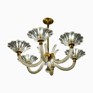 Lampadario Art Déco in vetro di Murano di Ercole Barovier, anni '40