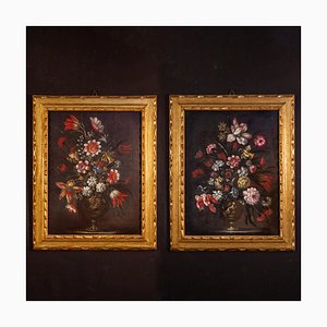 18th-Century Italian Still Life Paintings of Flowers, 18th-Century, Set of 2