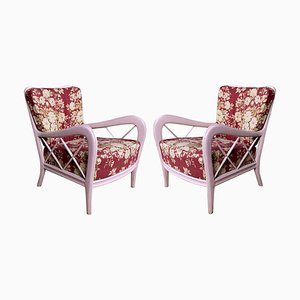 Mid-Century Italian Pink Armchairs in the Style of Paolo Buffa, 1950s