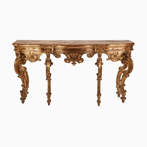 Table Console en Bois Doré, Italie, 18ème Siècle