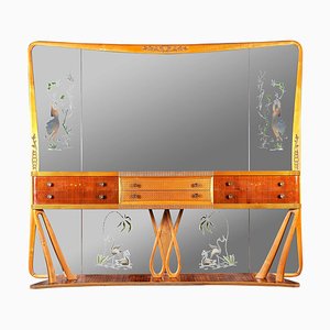 Italian Art Deco Sideboard Console Table with Mirror in the Style of Borsani, 1940