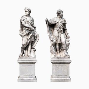 Statue Monumentale en Marbre Blanc de Figure Romaine Classique