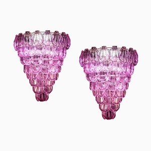 Large Pink Shell Murano Glass Chandelier, 1980