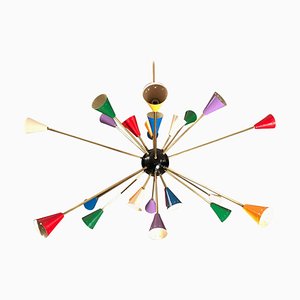 Lámpara de araña Sputnik italiana Mid-Century multicolor de Stilnovo