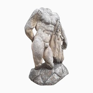 Sculpture Torse d'Hercule en Pierre avec Socle, Italie