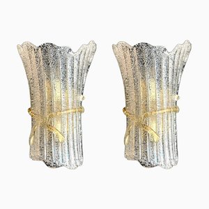 Italian Murano Glass Wall Sconces from Barovier & Toso, 1970s, Set of 2