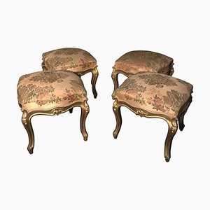 Tabourets en Bois Doré, Italie, 19ème Siècle, Set de 4