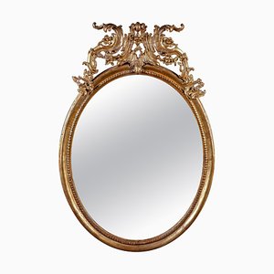 18th Century Italian Oval Shape Giltwood Mirror