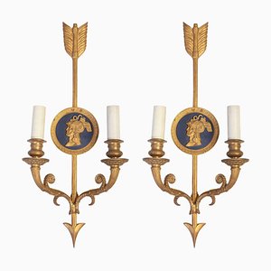 Bronze Neoklassizistische Bronze Wandlampen, 2er Set