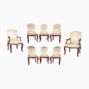 French 18th Century Dining Chairs and Armchairs, 1760s, Set of 8