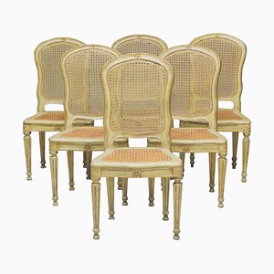 Chaises Peintes et Dorées, Italie, 18ème Siècle, Set de 6