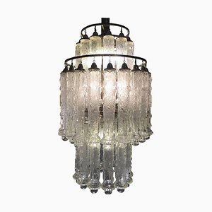 Lámpara de araña italiana de cristal de Murano estilo Venini, años 60