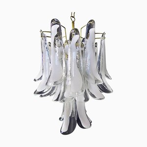 Lámparas de araña italianas vintage grandes de cristal de Murano, años 70. Juego de 2