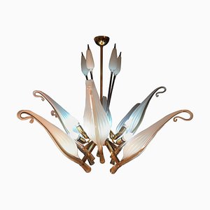 Lámpara de araña de cristal de Murano de Franco Luce para Seguso, años 60