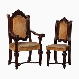 Italian Chairs and Armchairs Set, Set of 8