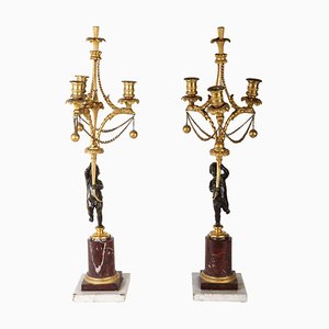 Candélabres en Bronze et Bronze Doré, 18ème Siècle, Set de 2