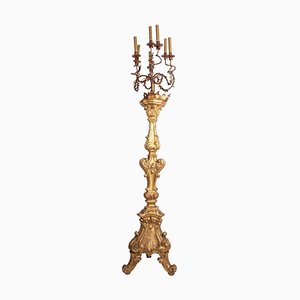 Italienische Fackel oder Stehlampe aus vergoldetem Holz, 1720