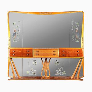 Italian Art Deco Sideboard Console Table with Mirror Attributed to Osvaldo Borsani, 1940